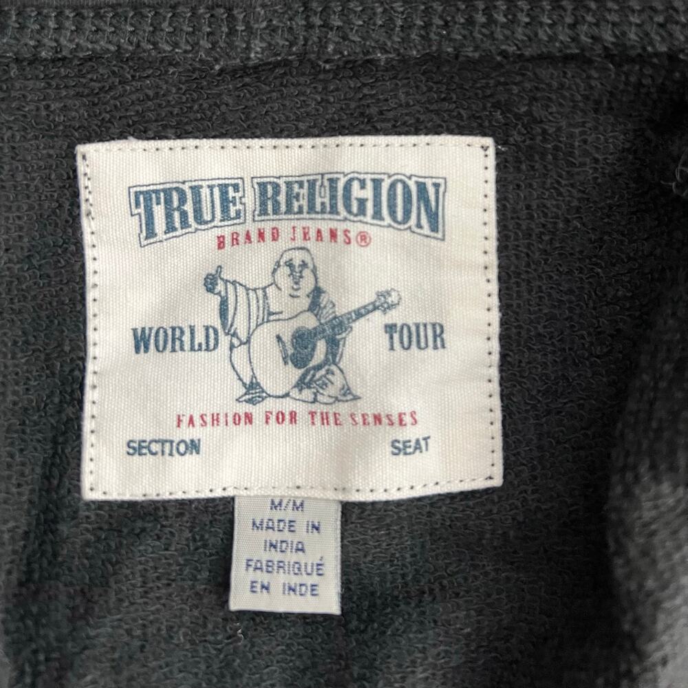 True religion black zip up hoodie bling rhinestone streetwear Y2K size medium - Picture 7 of 7